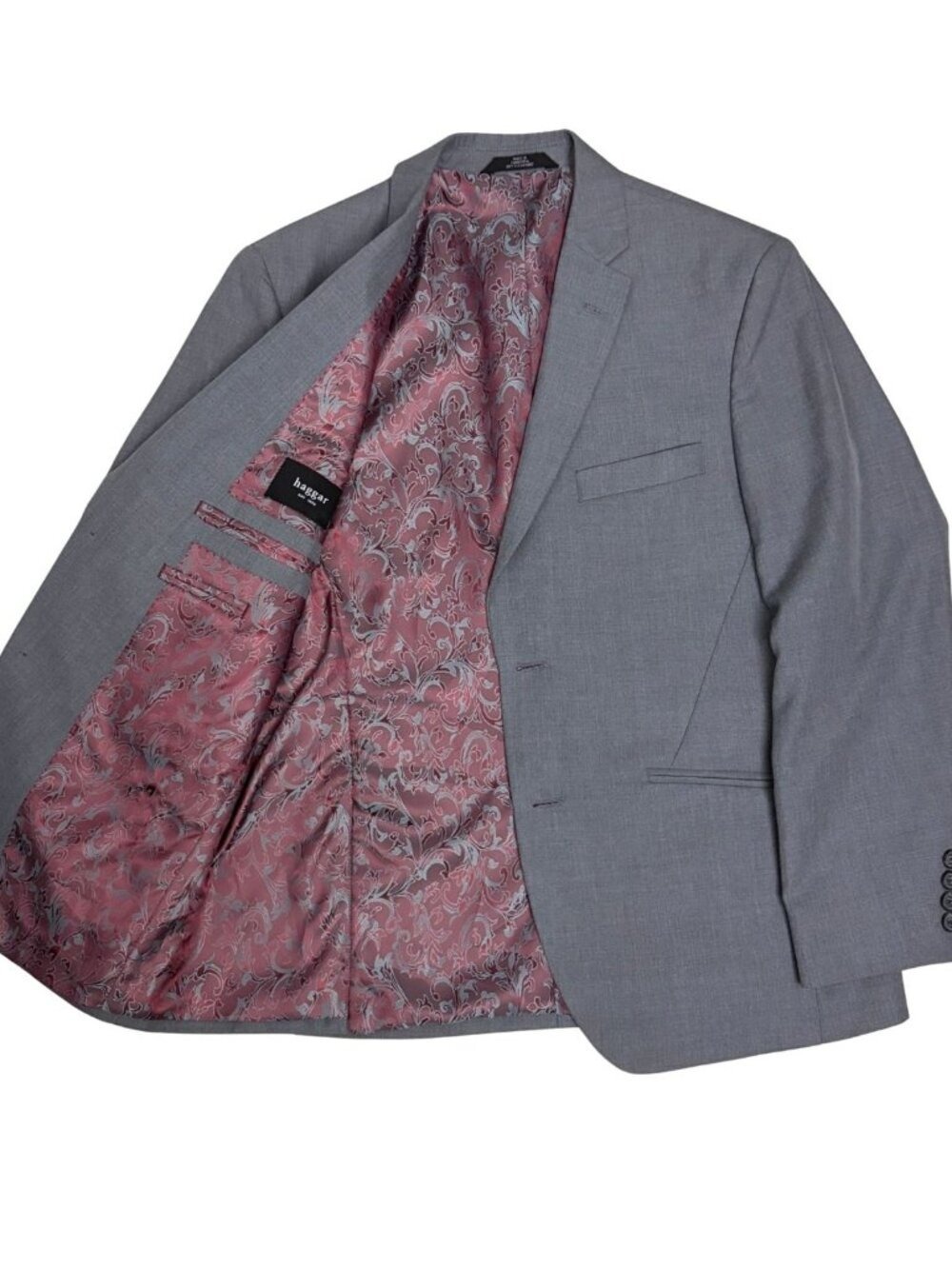 HAGGAR Blazer Sport Coat Grey Business Casual Luxury Designer Jacket Mens 40S